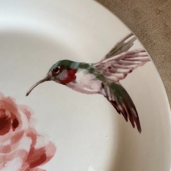 Set of 2 Pier 1 Hummingbirds and Roses 8.75" Ironstone Salad/Lunch Plates - Picture 4 of 10